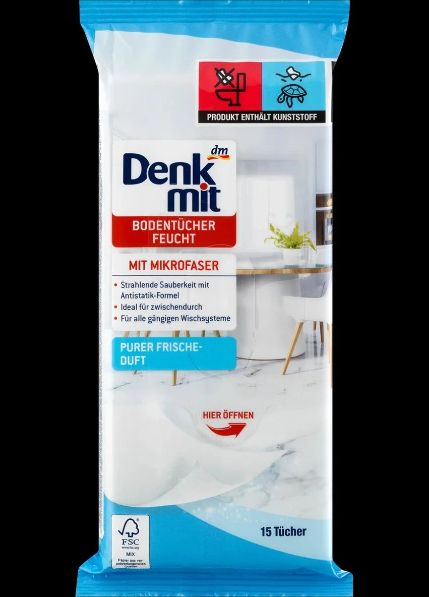 Вологі серветки для підлоги Чиста Свіжість 15шт Denkmit (301590499)