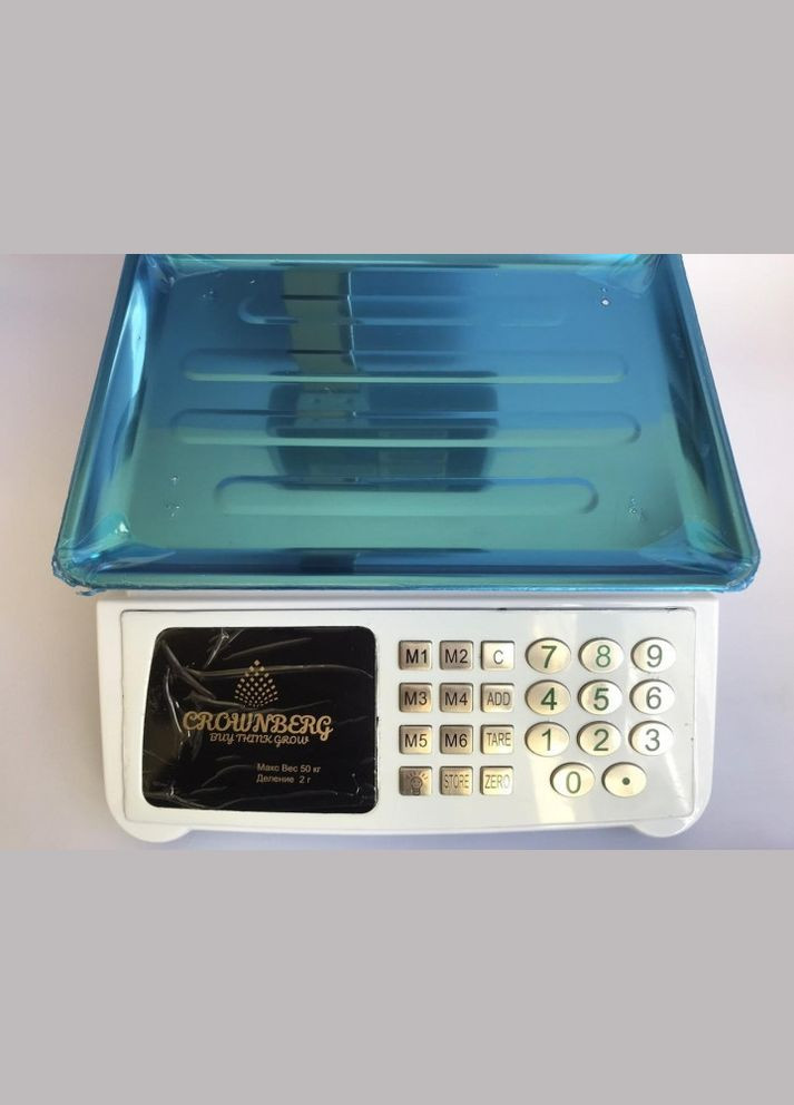 Настільні електричні акумуляторні торгові ваги з дисплеєм та лічильником ціни CB-5008 до 50 кг шаг 2г Crownberg (319159246)