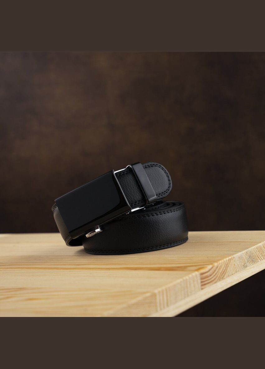 Чоловічий ремінь шкіряний з подвійним рядком тонкий 20312 Чорний Vintage (302972127)