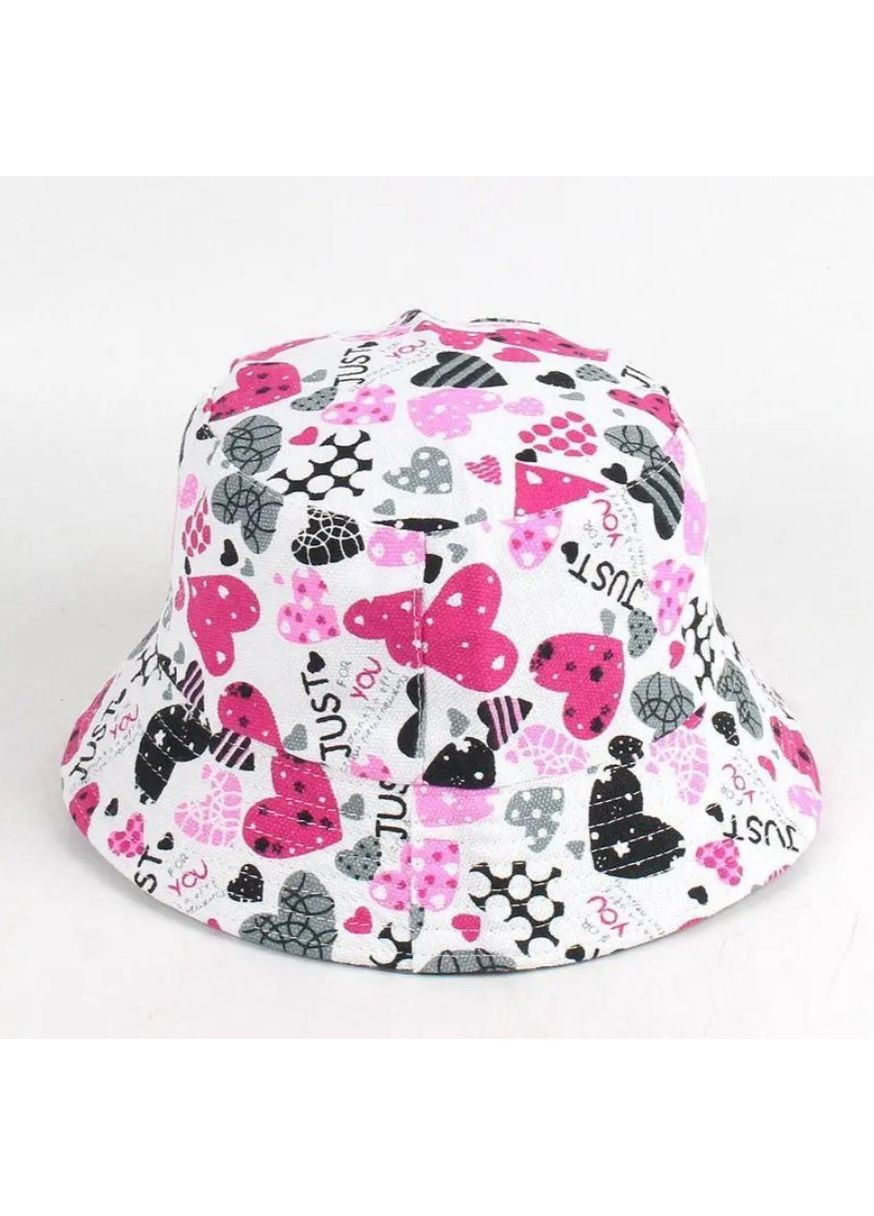 Панама рожева з білими сердечками унісекс літня 80% бавовна 20% поліестер легка стильна універсальна 55–59 см No Brand (364859634)