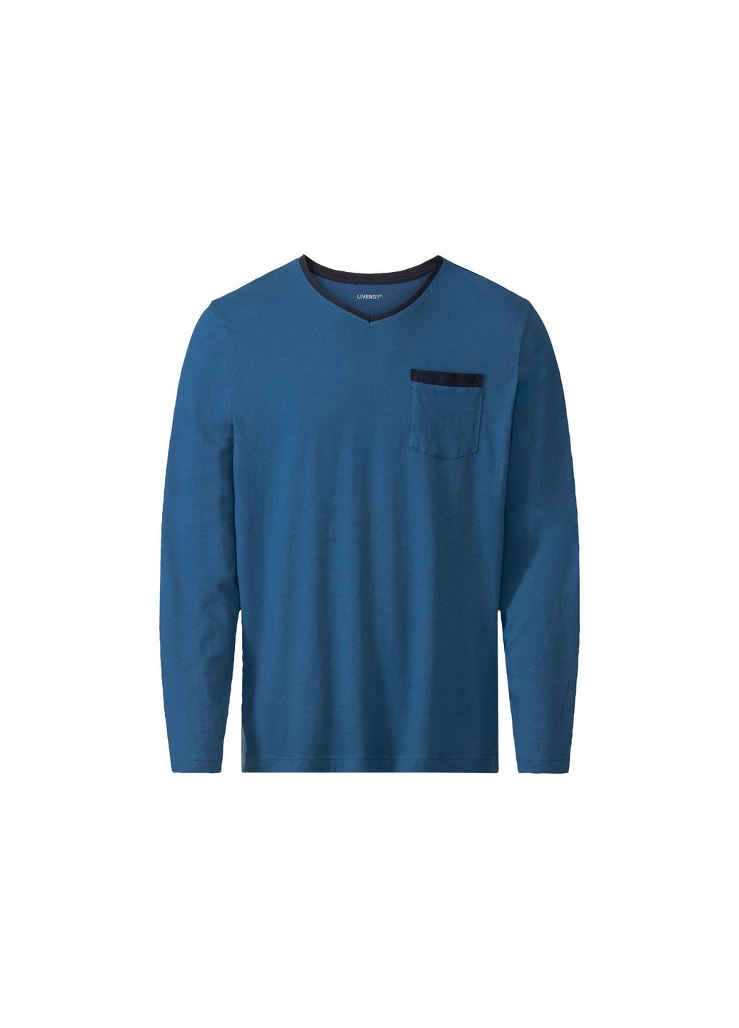 Піжамна футболка з довгими рукавами бавовняна з кишенею для чоловіка LIDL 390208 синій Livergy (330751780)