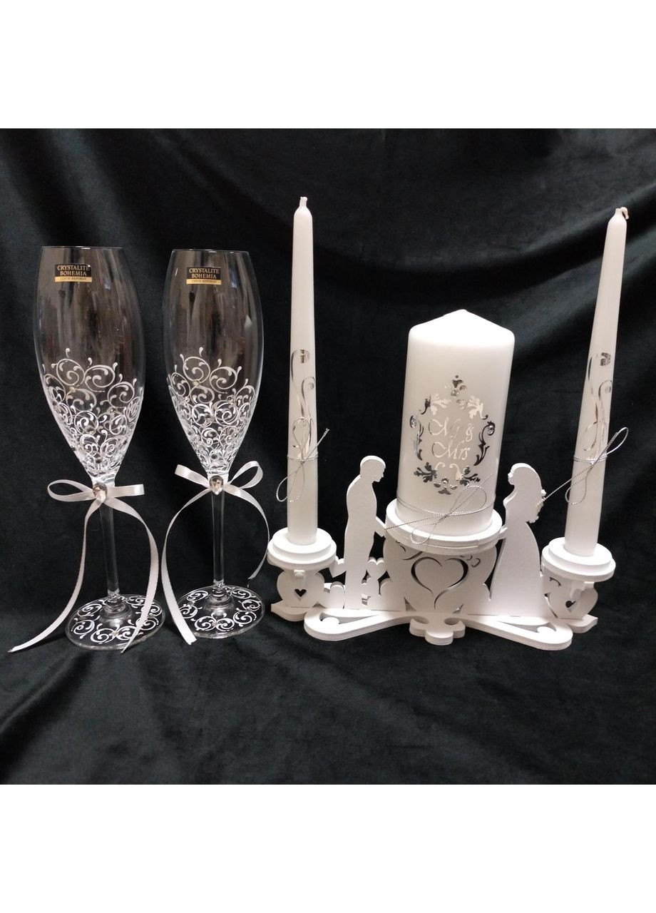 Набор свадебных бокалов, свечи и подсвечник. "Романтик" No Brand (369162929)