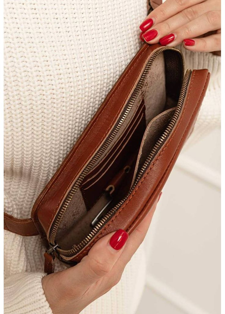 Кожаная поясная сумка Dropbag Mini светло-коричневая BlankNote (348359166)