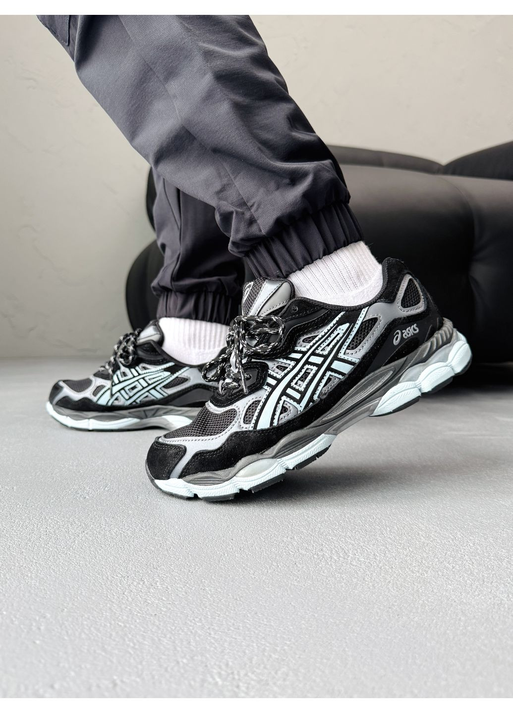 КРОСІВКИ ЖІНОЧІ ASICS NYC BLACK / MINT АСІКС ГЕЛЬ No Brand чорні демісезони (369391707)