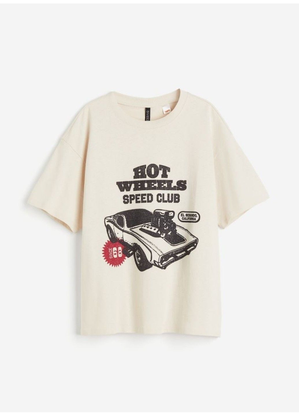 Светло-бежевая летняя женская футболка оверсайз с принтом н&м (56921) xs светло-бежевая H&M