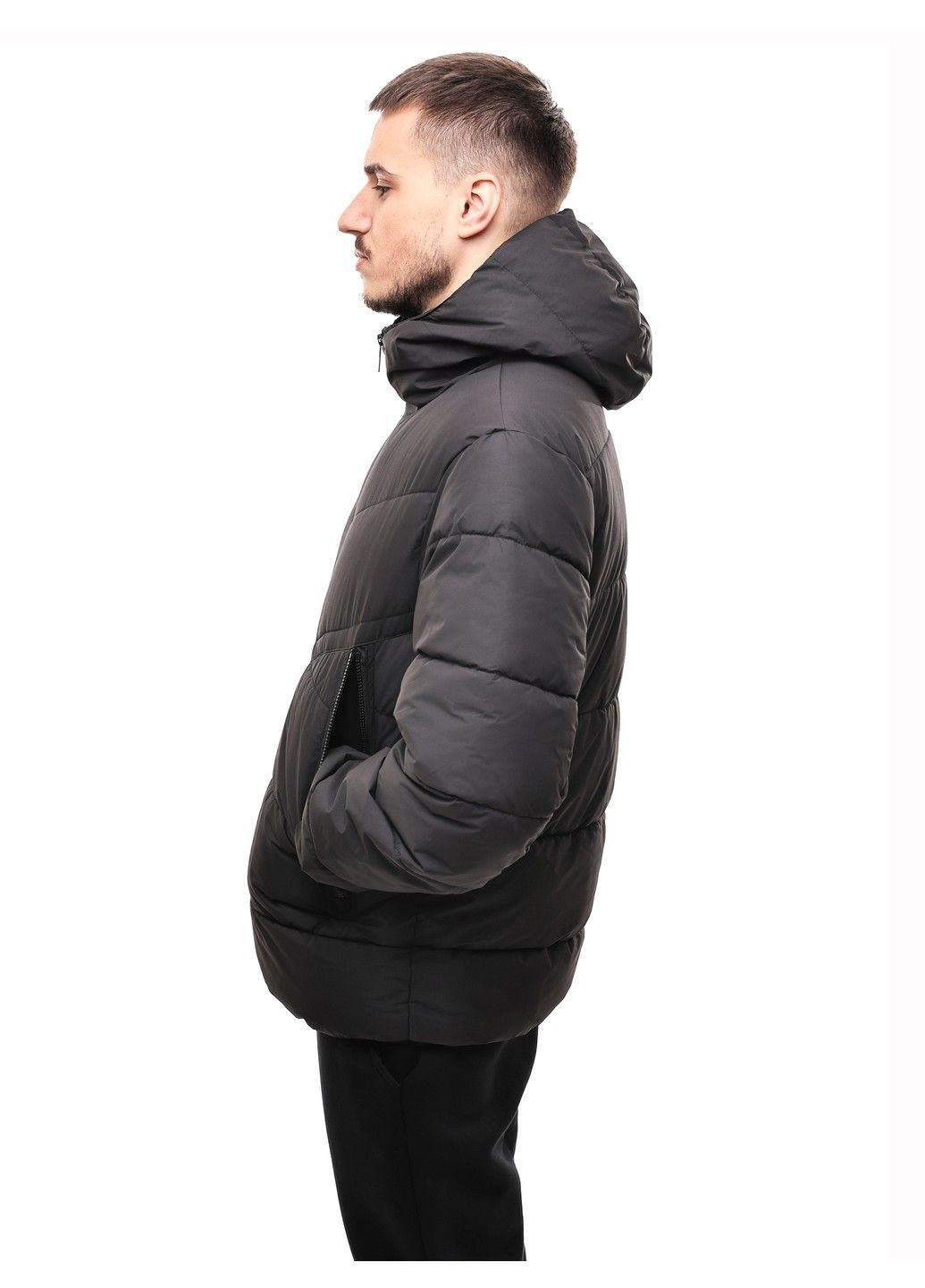 Чорна зимня куртка зимова чоловіча No Brand