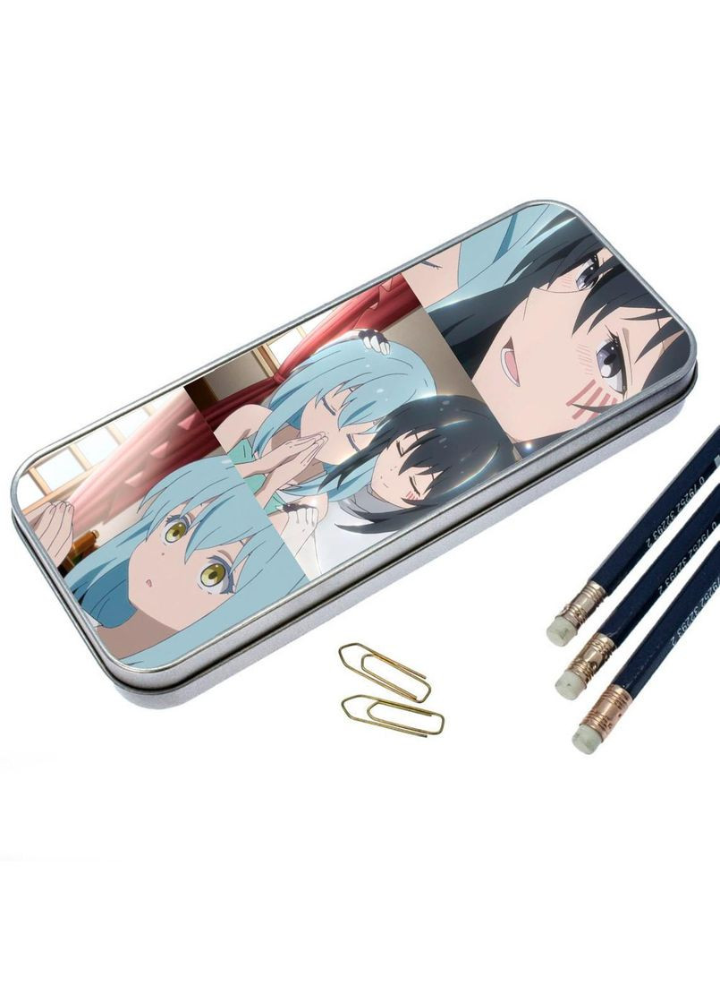 Органайзер для канцелярського приладдя металевий, кейс для дрібниць Про моє переродження в слиз #007 7*18 см Silver No Brand (309156823)