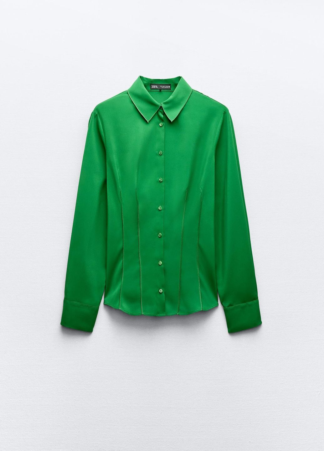 Зеленая повседневный рубашка однотонная Zara