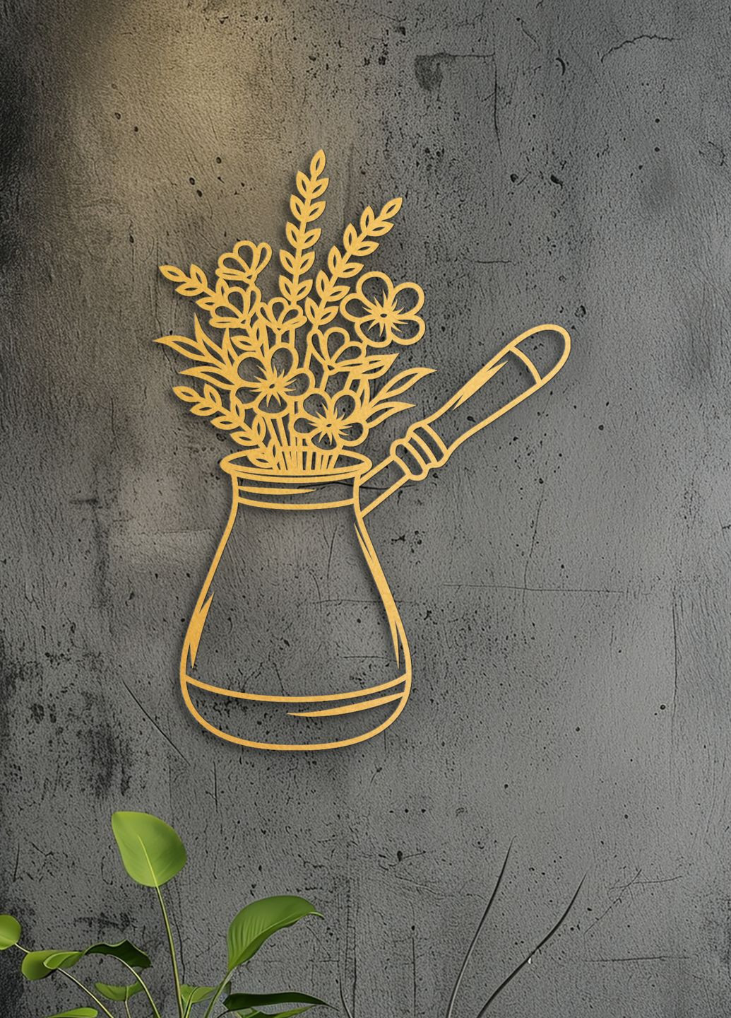 Декоративное панно из дерева, настенный декор для дома "Кофе в турке", оригинальный подарок 50х35 см Woodyard (292013576)