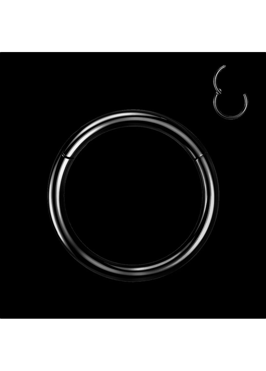 Универсальное кольцо-кликер из титана черного цвета, серьга для пирсинга септума, хряща уха, мочки, брови, носа, соски, пупка Spikes (287337840)