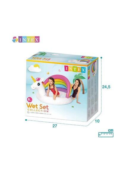 Детский надувной бассейн 57113-1 «Единорог» с навесом, 127 х 102 х 69 см, с шариками 10 шт. Intex (298690305)