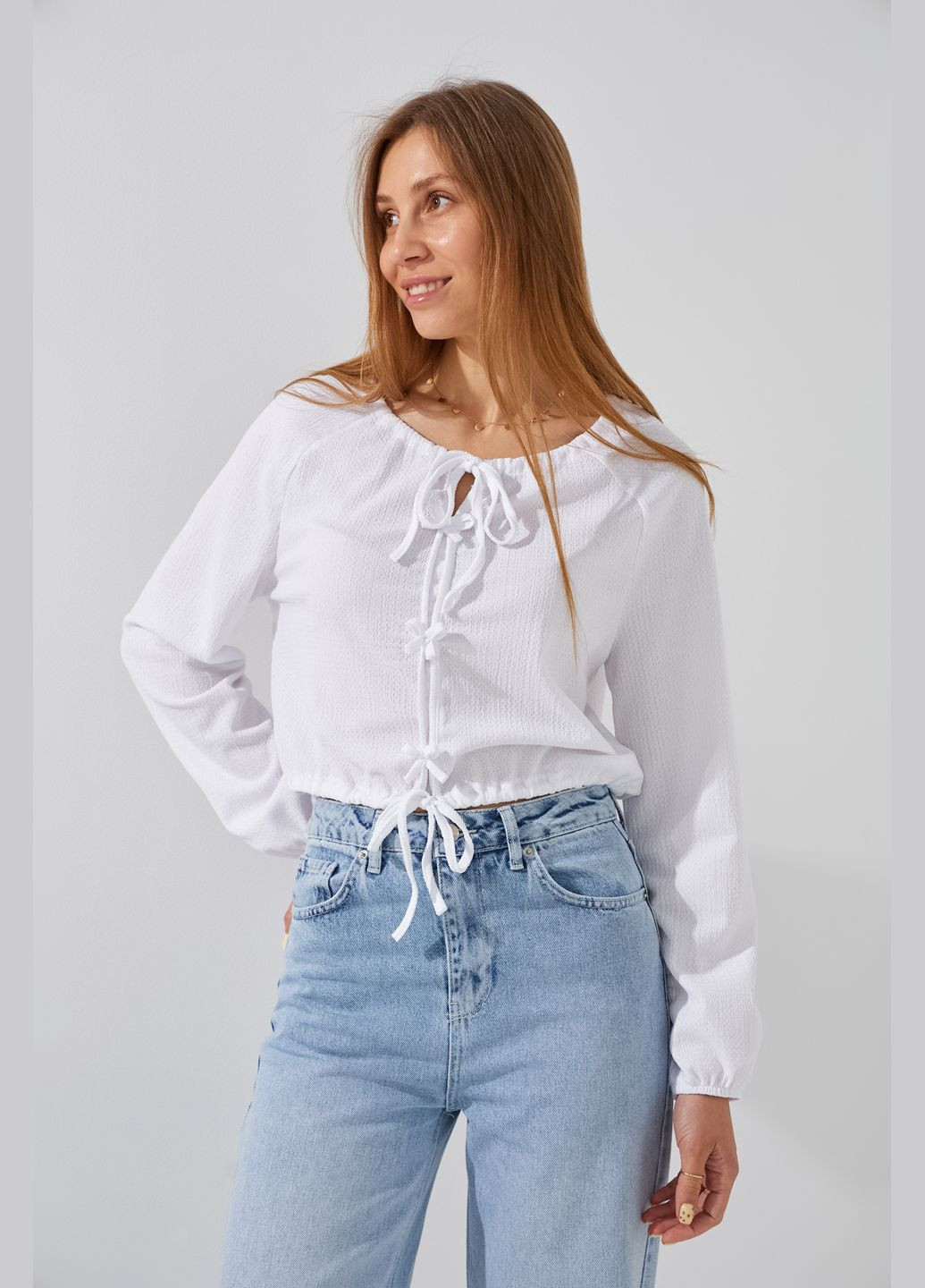 Белая блуза однотонная женская 901 белый shop (2000990999153) On me