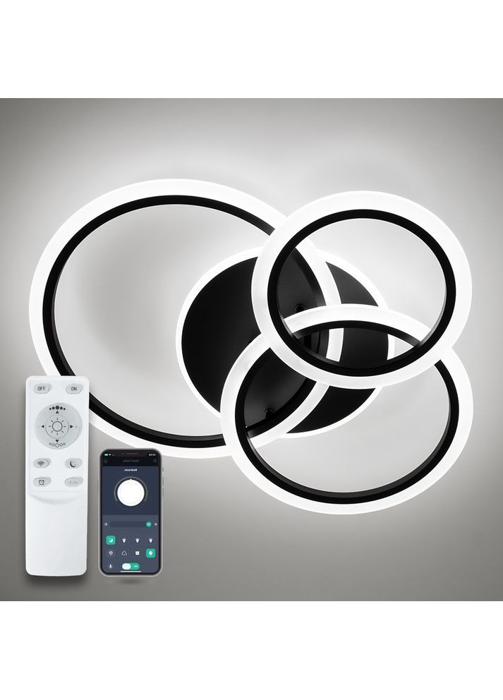 Светильник потолочный светодиодный SONNE 90W 4R APP 590/525 BLACK 220V IP20 с пультом ДУ Luminaria (370249696)