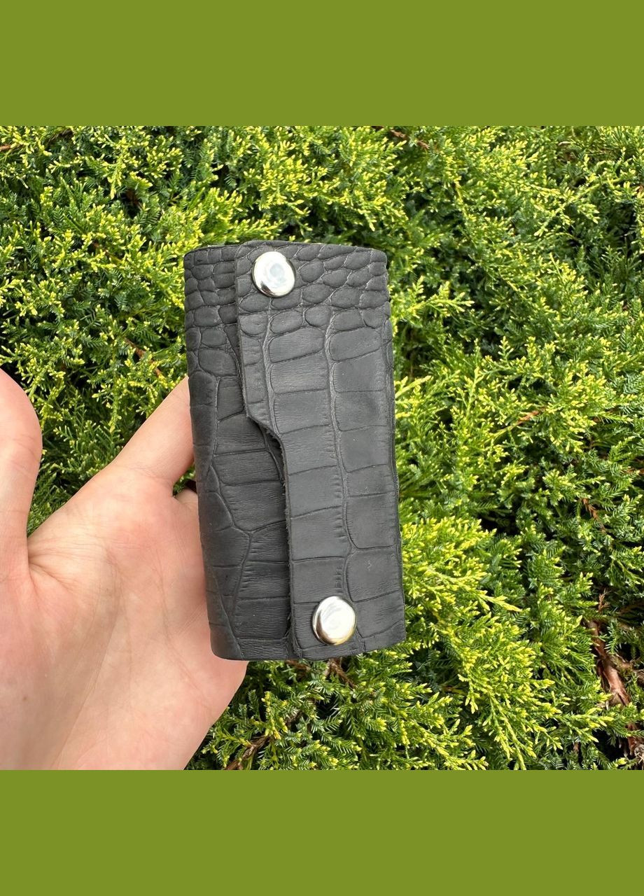 Шкіряна ключниця під рептилію матова чорна No Brand (301873285)