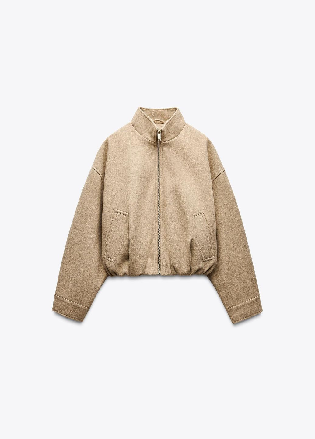 Короткий коричневый бомбер Zara на молнии (329445463)