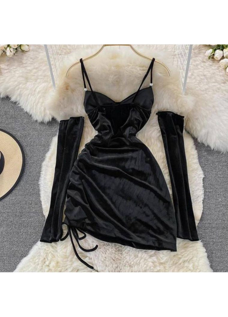 Чорна святковий, вечірня, кежуал жіноча сукня велюрова Style Point однотонна