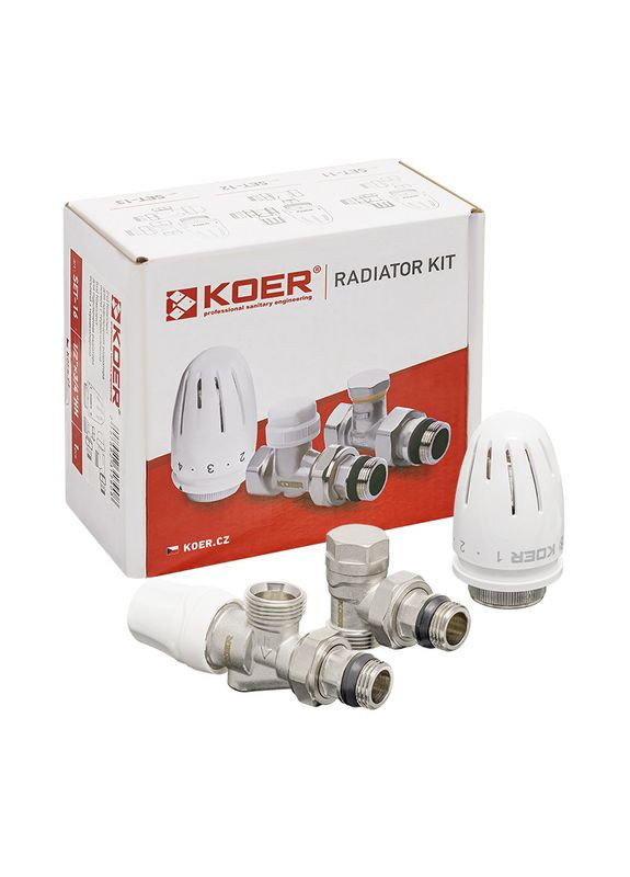 Комплект для підключення радіатора SET-16 - 1/2"x3/4" (осьовий) з термоголовкою ЗЗ (KR3179) KOER (315702013)