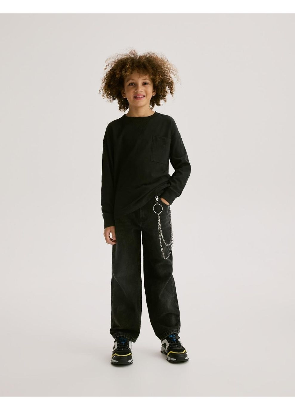 Черные демисезонные свободные детские джинсы для мальчика черные (25092203) Reserved