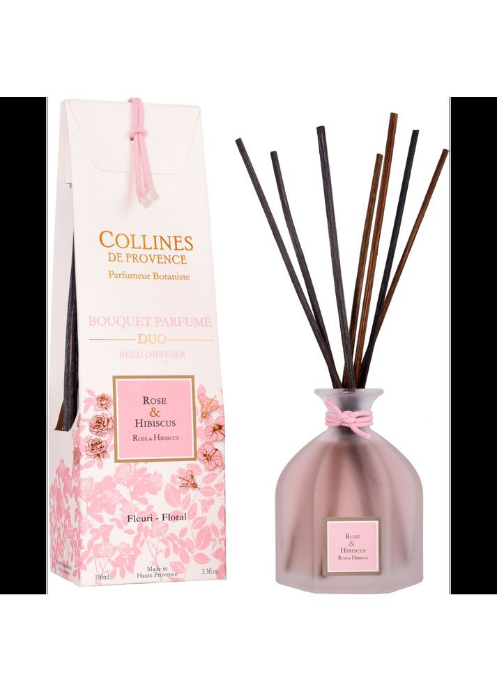Ароматизатор для дома, Rose & Hibiscus (Роза и гибискус) аромадифузор, 100 мл Collines de Provence (370161972)