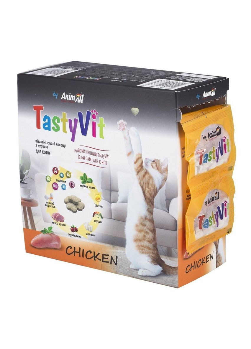 AnimAll TastyVit витаминизированное лакомство для кошек с курицей, 600 шт (50 пакетов по 12 шт) No Brand (318678989)