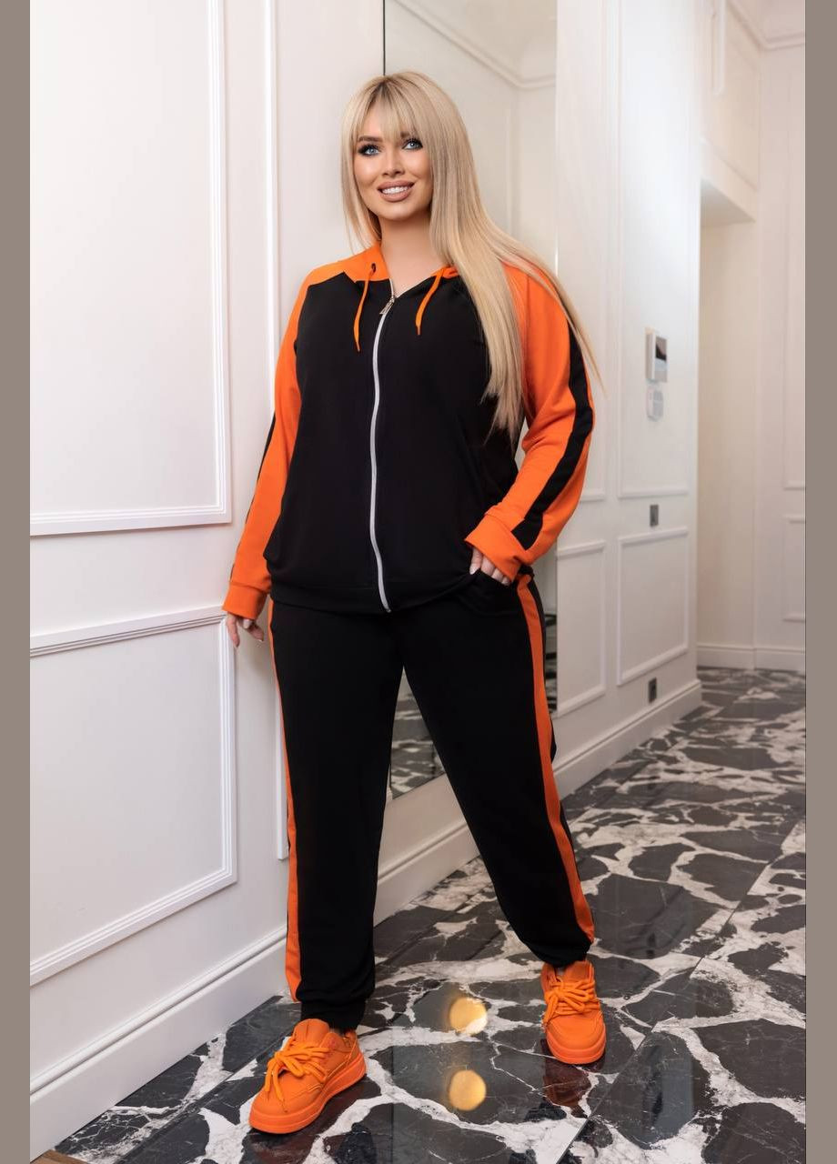 Жіночий костюм двійка колір чорний/оранж р.50/52 451670 New Trend (282926254)