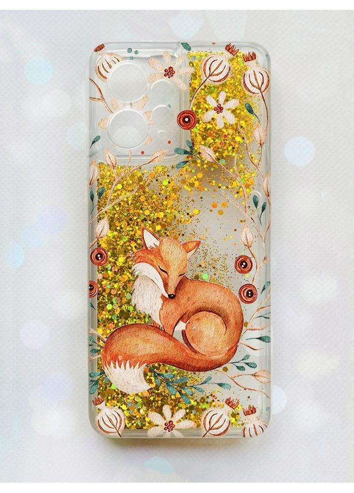 Чехол с плавающими золотыми блестками на Xiaomi Redmi Note 12 4G Лисичка (принт 420) Creative (368775568)