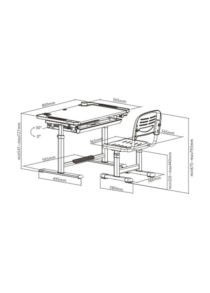 Комплект дитячих меблів парта + стілець трансформери FunDesk Littonia Grey (354178706)