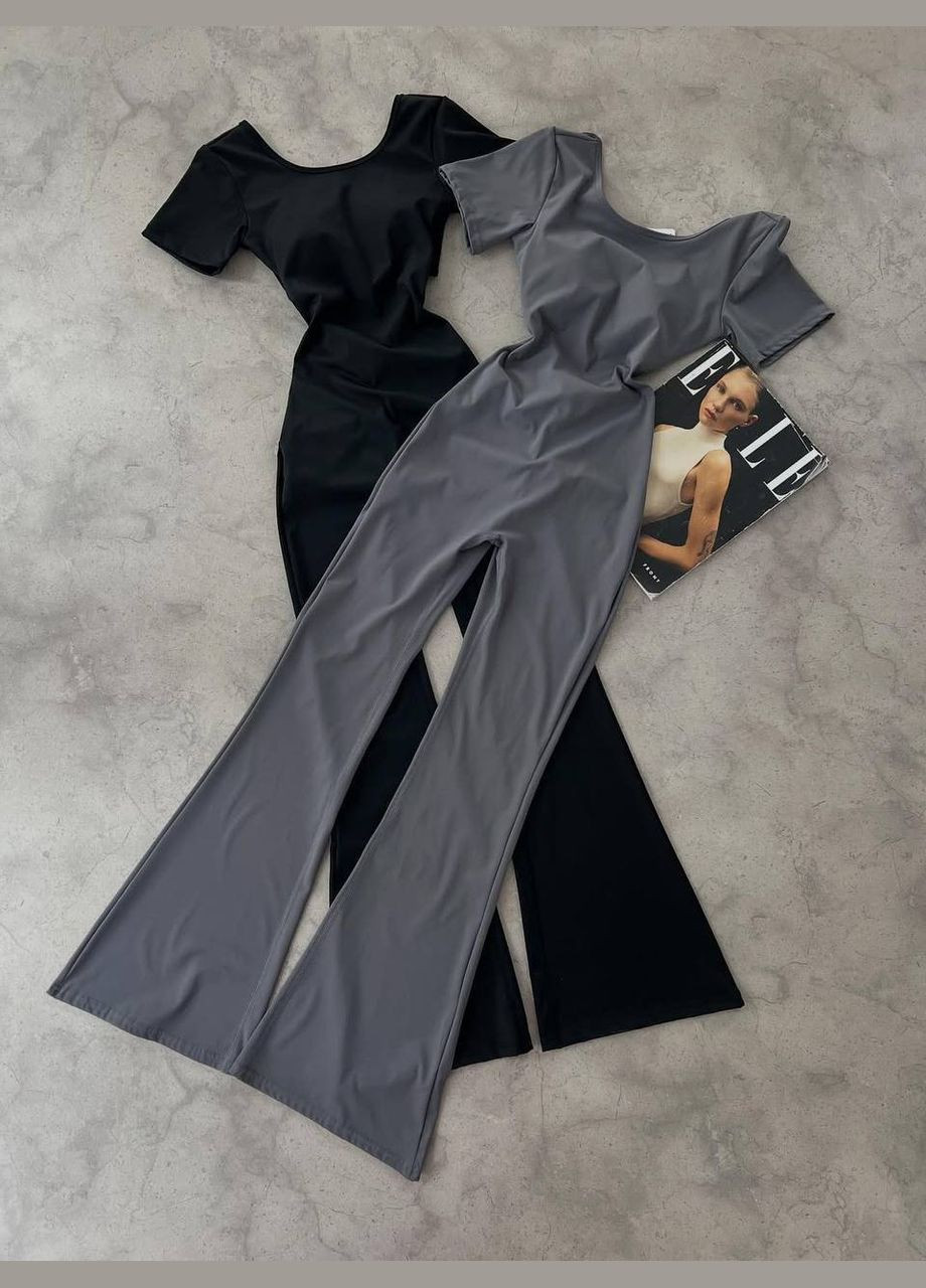 Жіночий комбінезон FINO Mode комбінезон-брюки однотонний чорний повсякденний, кежуал