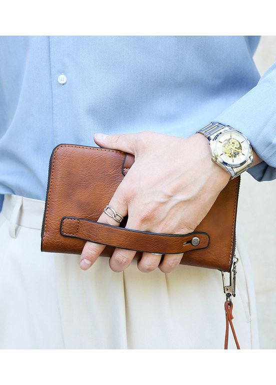 Чоловічий клатч барсетка, великий гаманець клатч Джип Світло-коричневий Jeep (363555575)