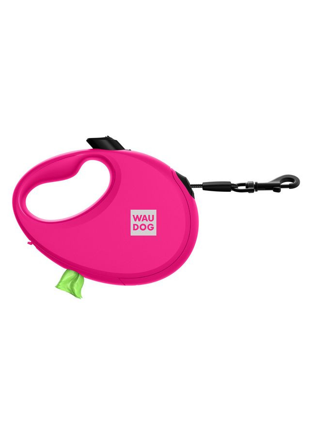 Повідець-рулетка для собак WAUDOG R-leash з контейнером для пакетів, світловідбивна стрічка, M, до 20 кг, 5, рожевий No Brand (363199537)