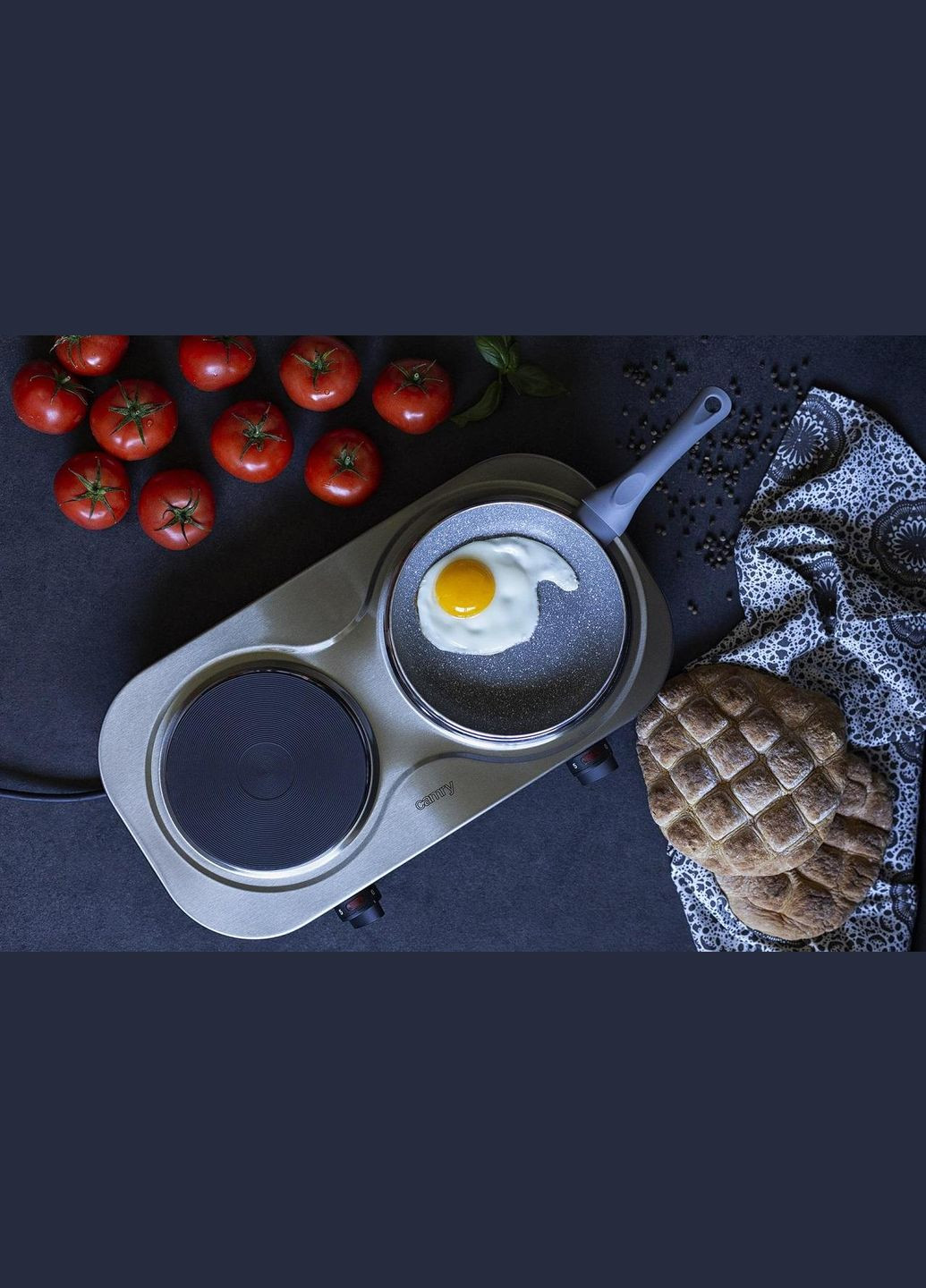 Плита електрична на 2 конфорки CR 6511 (2500 Вт, конфорки 18.5см, компактна) Camry (311196848)