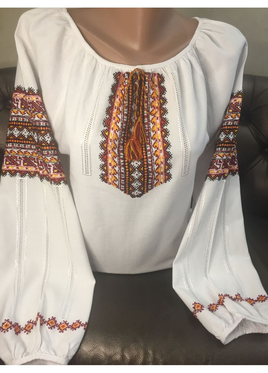 Біла стильна гуцульська вишиванка на білому полотні ж-1001. s (371907646)