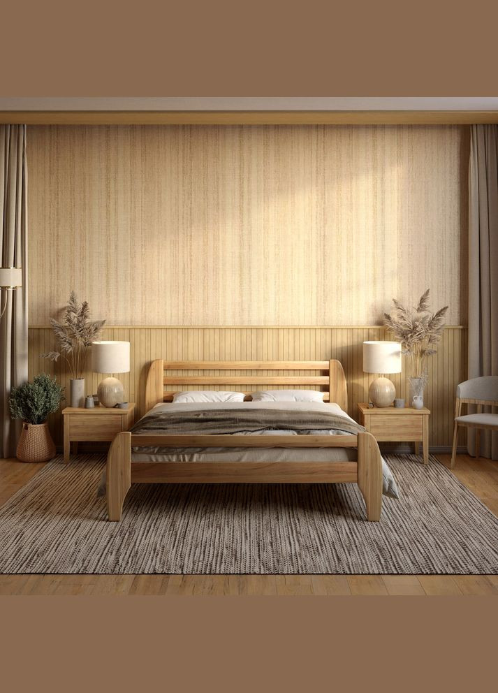 Двуспальная деревянная кровать Милан 140х200 см (MBG-6308) Mebigrand (368279338)