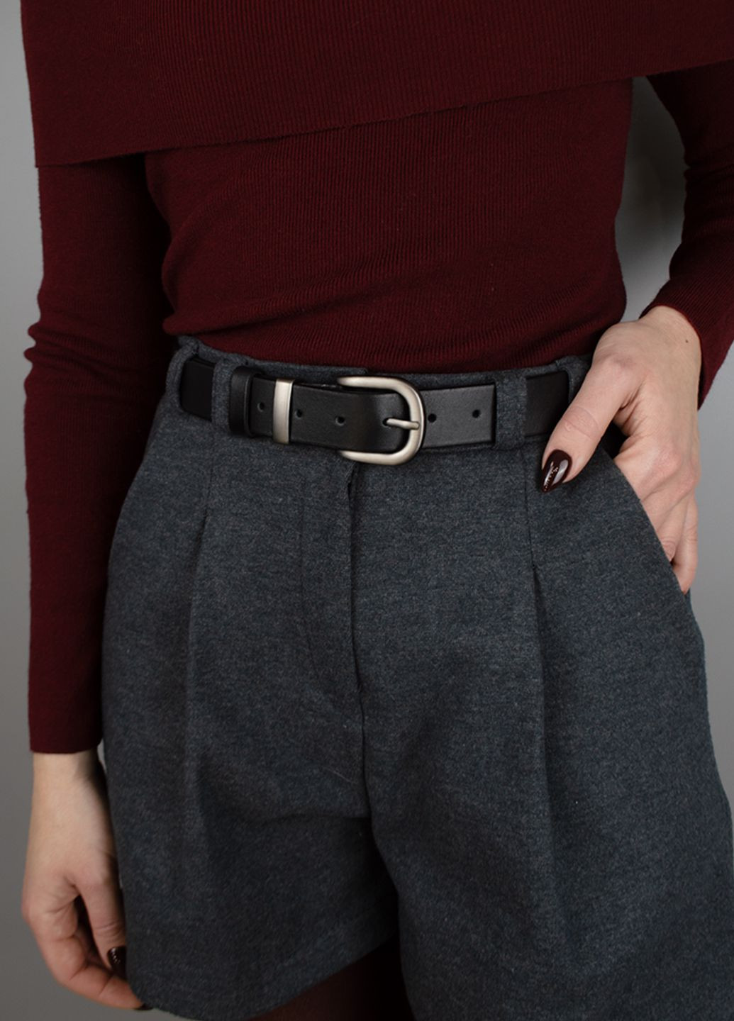 Ремінь шкіряний жіночий HC-3092 чорний зі сріблястою пряжкою (130 см) HandyCover (314900360)