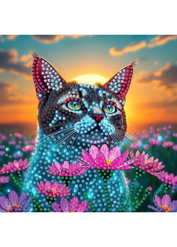 Алмазная мозаика "Кот в поле" ZAV1818-8, 18х18 см Strateg (363174845)