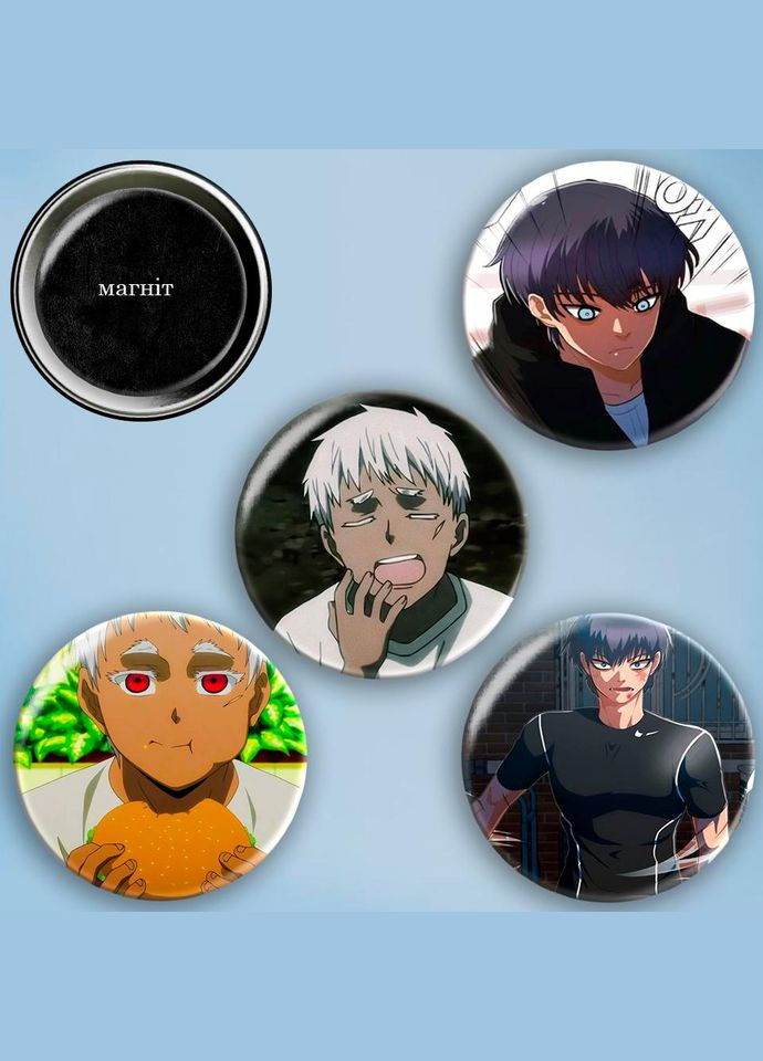 Фотомагніти 4 шт круглі магніти набір Колекція Джюнд Іто 56 мм #072 чорний No Brand (309160518)