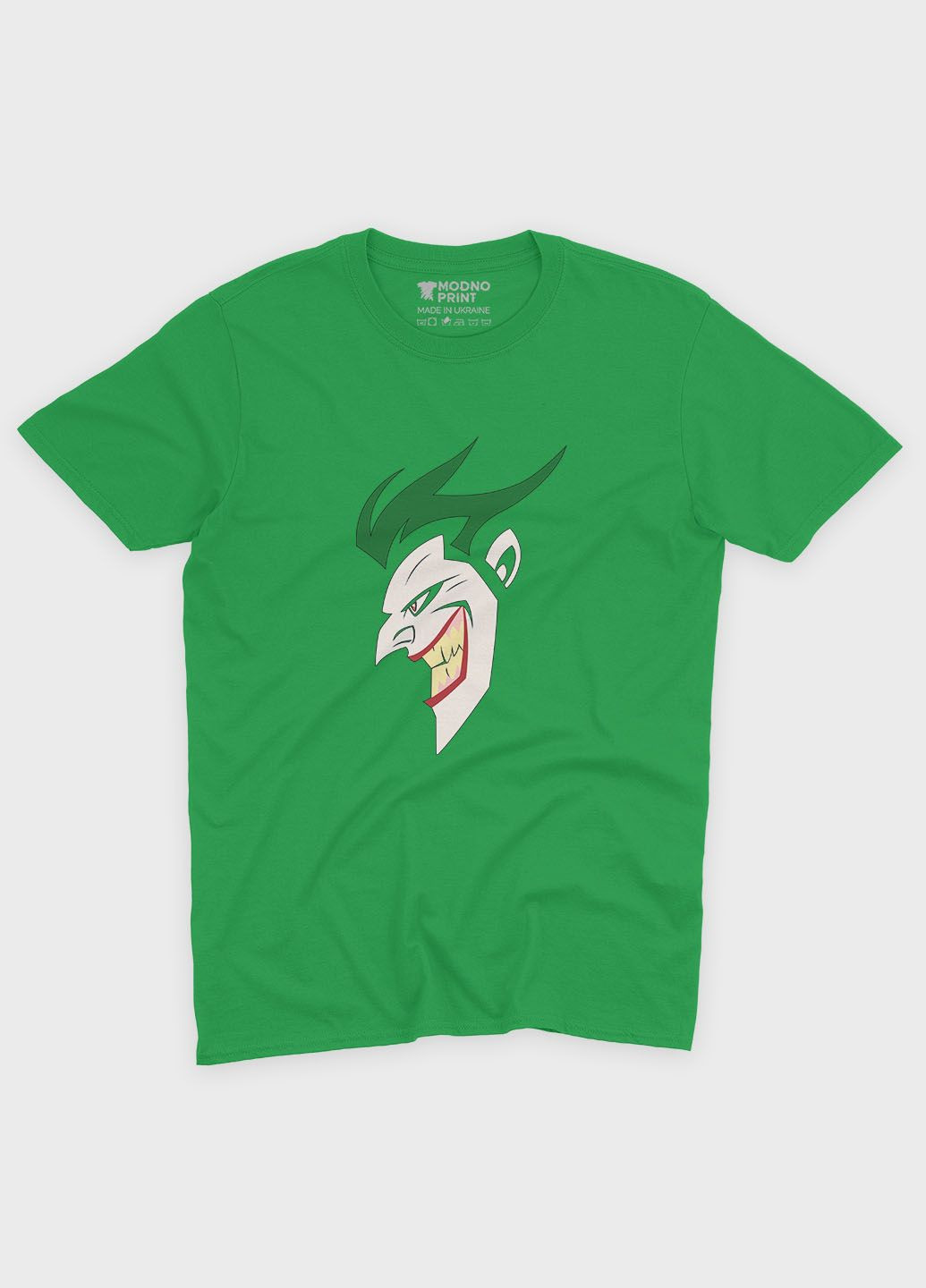 Зелена демісезонна футболка для хлопчика з принтом суперзлодія - джокер (ts001-1-keg-006-005-002-b) Modno