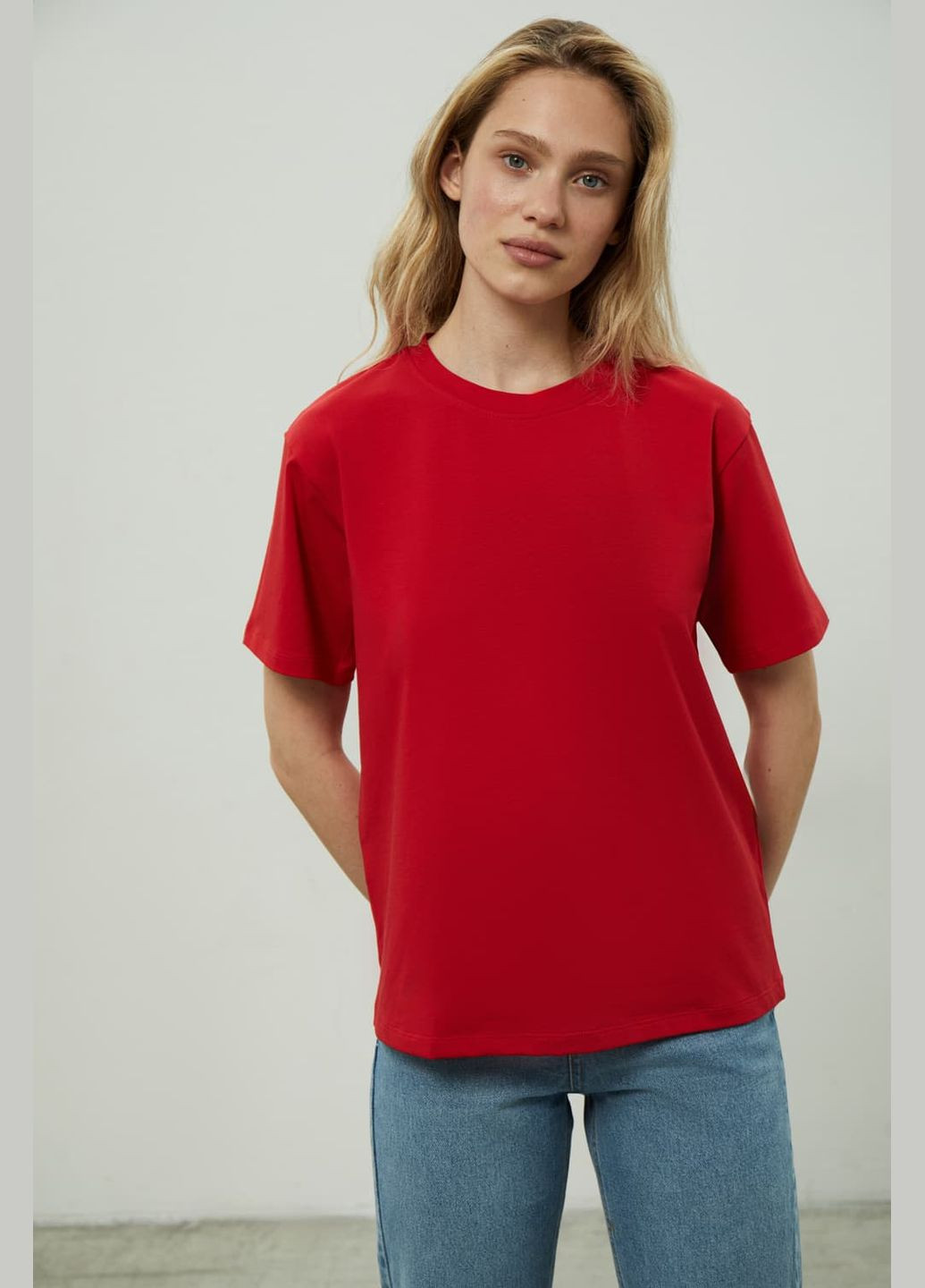Красная летняя футболка oversize красный 1005-22 Papaya
