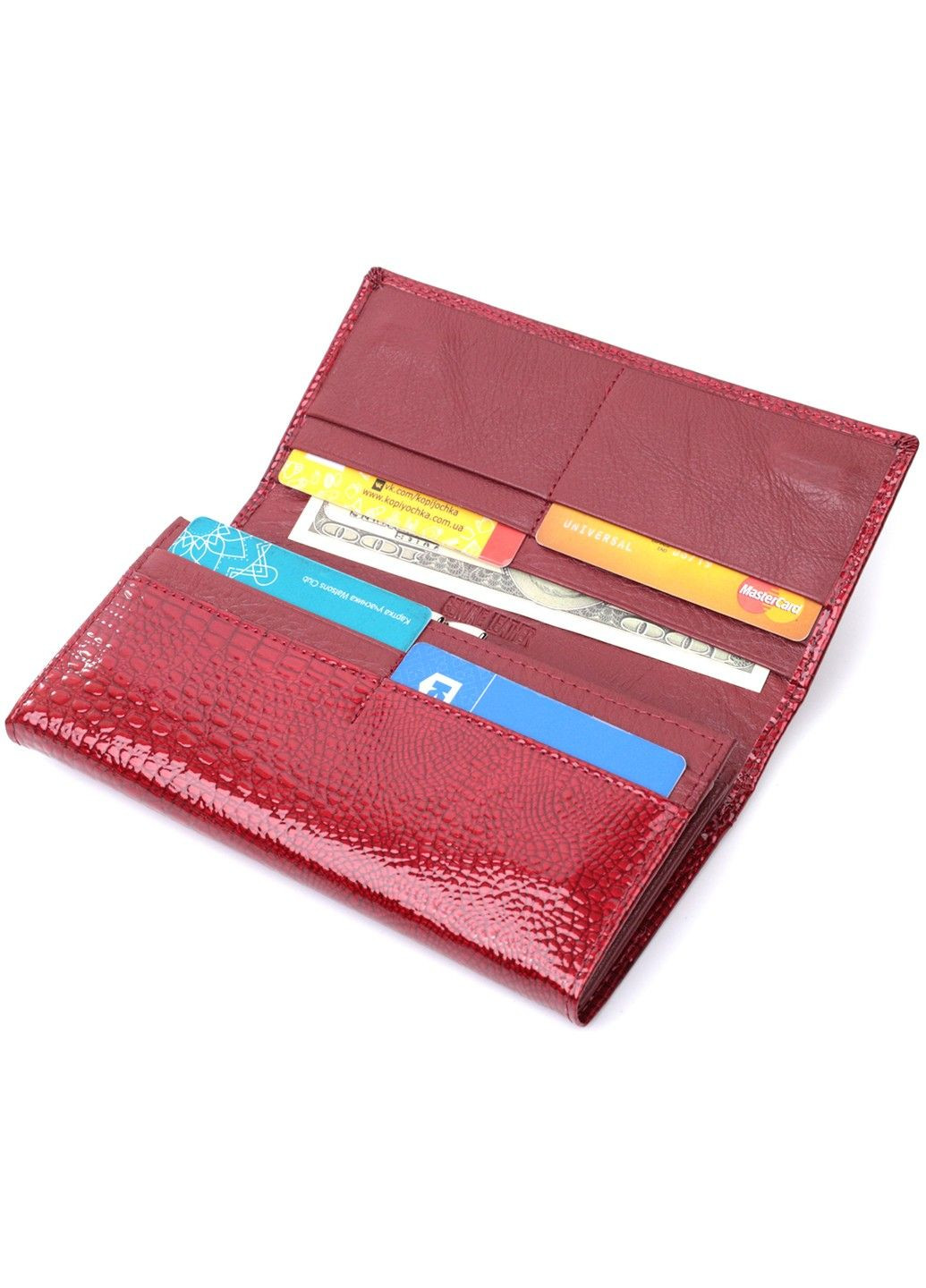 Кошелек для женщин из натуральной лакированной кожи 22680 Красный st leather (298111846)