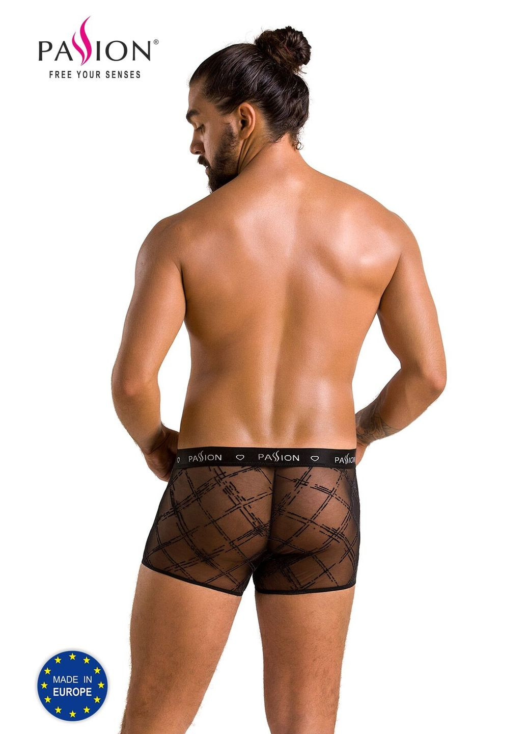 Мужские прозрачные боксеры Short James XXL/XXXL, черные, сетка Passion (297587234)