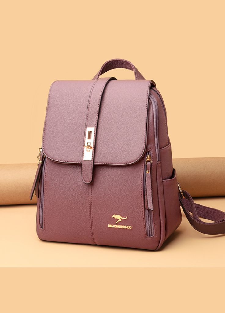 Городской рюкзак для женщин, удобный прогулочный рюкзачок, регулируемые лямки, экокожа, розовый (sku_1488) No Brand (330576685)