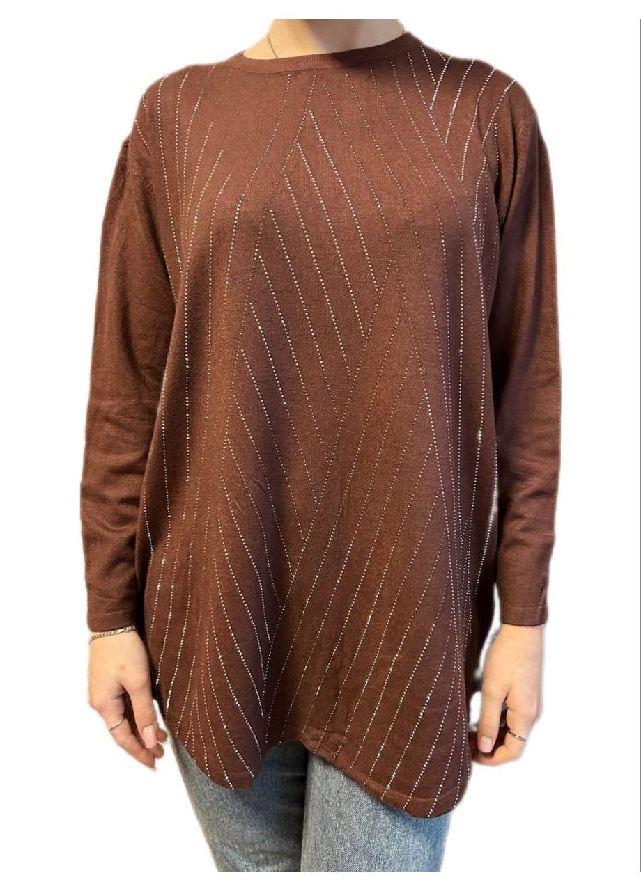 Коричневий демісезонний подовжений джемпер Fashion Club