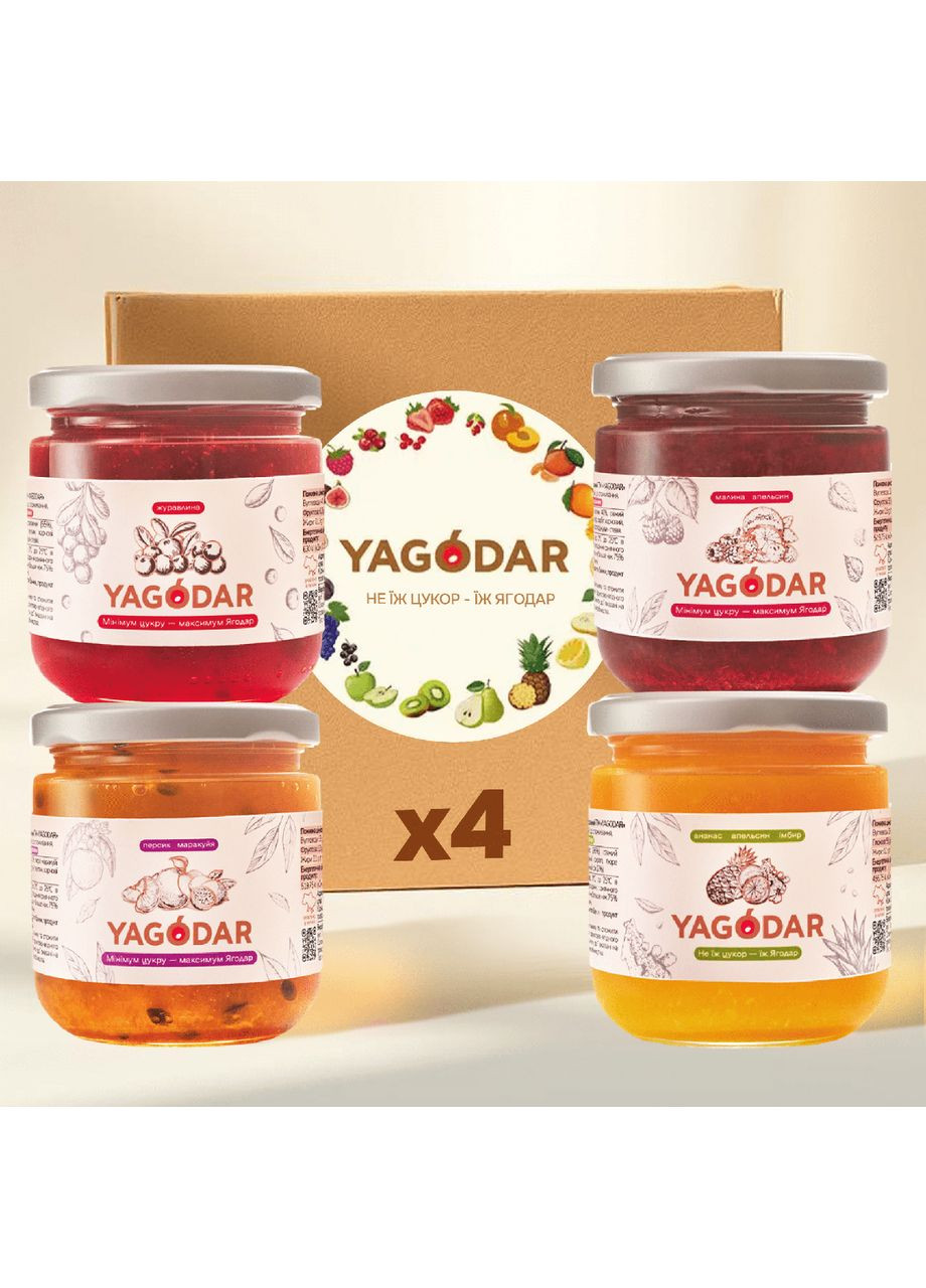 Набор джемов Ассорти вкусов 4 шт (2196112165) YAGODAR (361784829)
