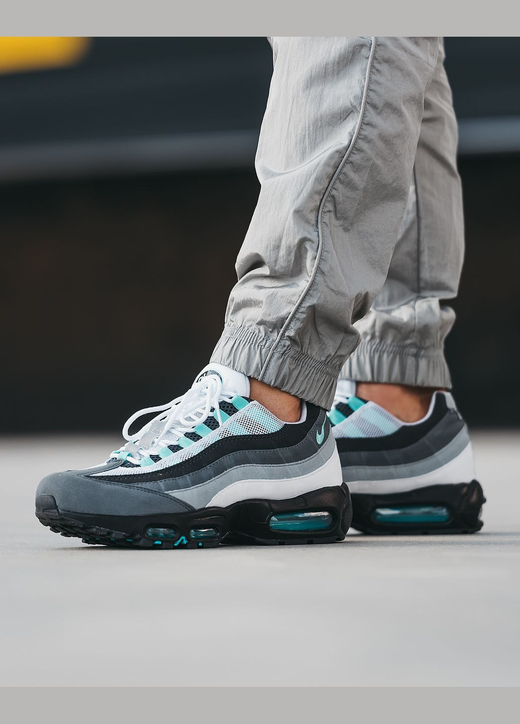 Сірі всесезон кросівки чоловічі nike air max 95 gray mint black | найк аір макс 95 сірі чорні No Brand