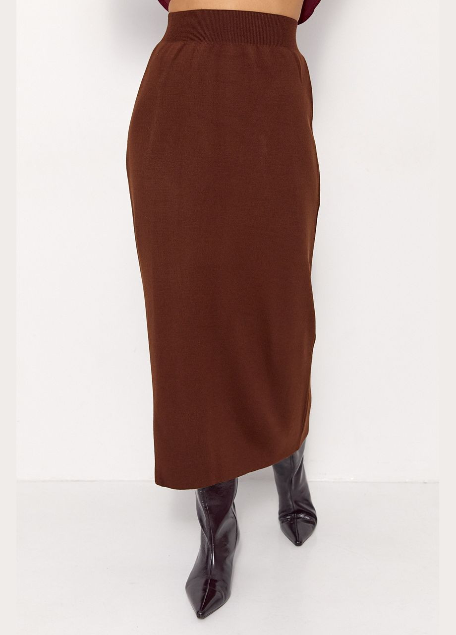 Тепла в'язана спідниця міді - чорний Lurex (314901708)