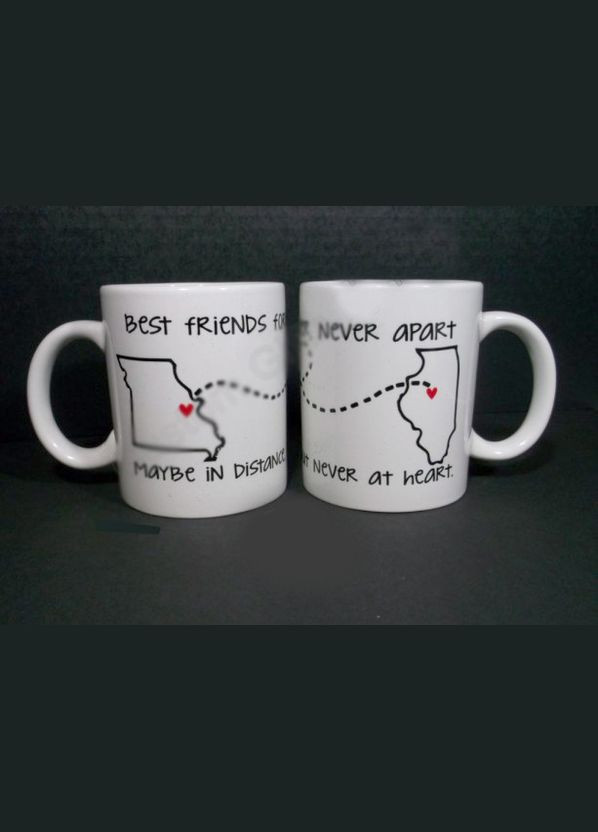 Парні білі чашки з принтом "Best friends for never apart" Кавун Чашка (316111832)