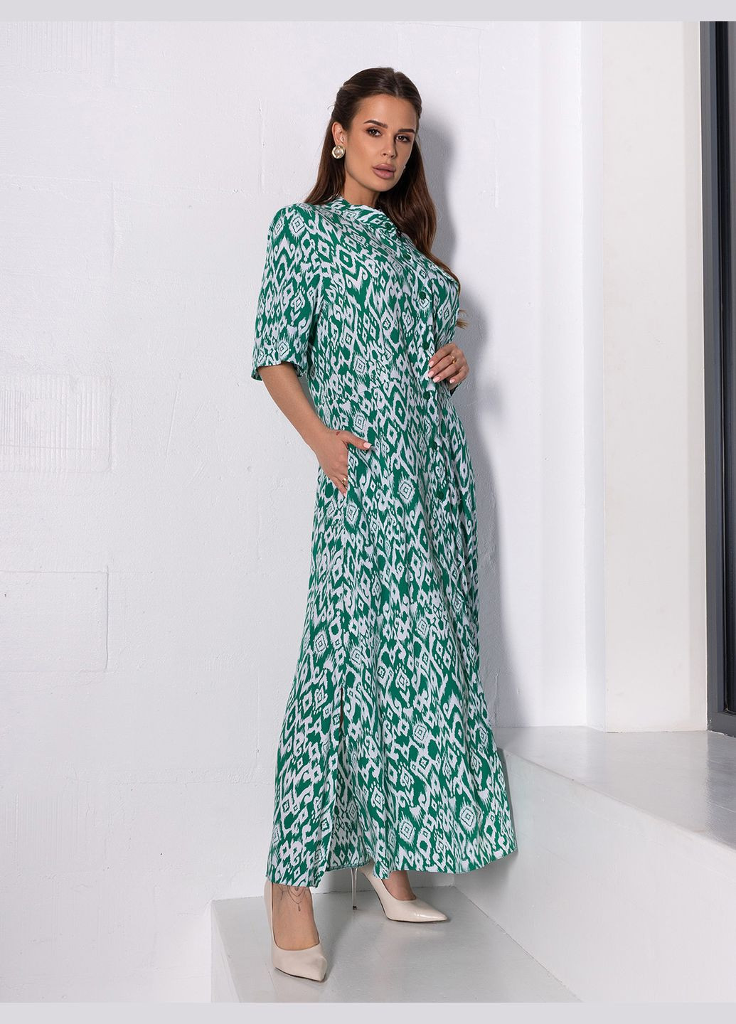 Зеленое повседневный платья ISSA PLUS с орнаментом