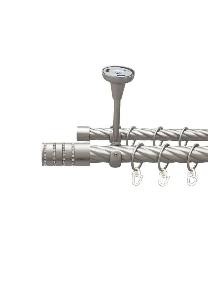 Карниз Барамелла металевий дворядний відкритий до стелі скручена труба Сатин 25\19 мм 300 см (00-00024189) ORVIT (300844815)