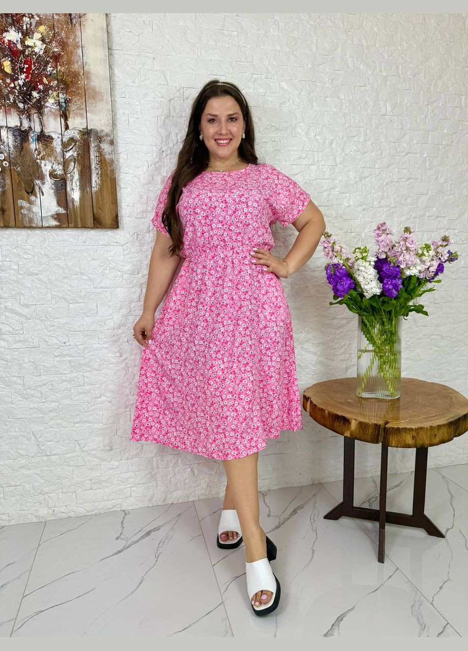 Рожева плаття подовжене літнє Україна з квітковим принтом