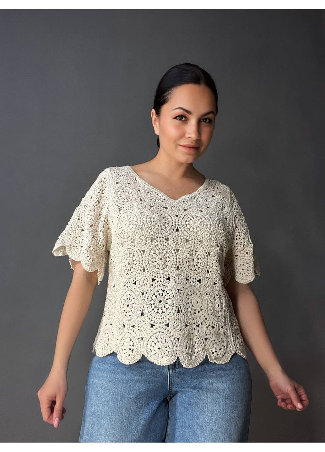 Бежевая рубашка No Brand